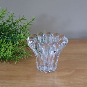 VINTAGE Clear Crystal Glass Candle Holder, Made in West Germany